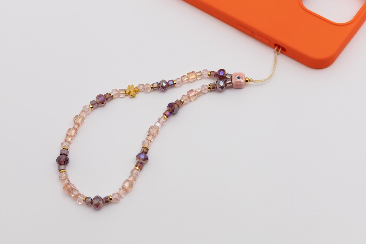 Kristal Boncuk Telefon Charm Nude 