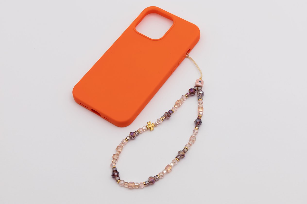 Kristal Boncuk Telefon Charm Nude 
