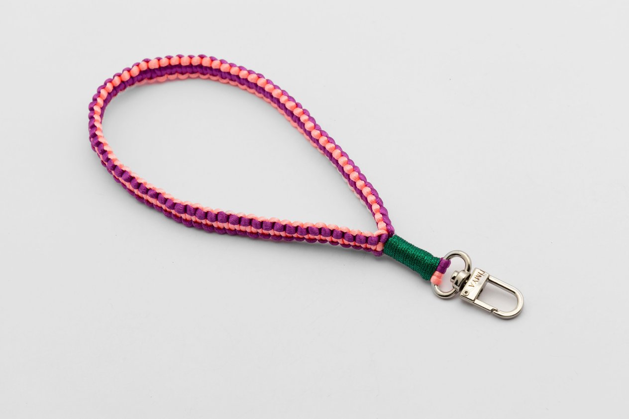 Mini Makrome Charm Telefon Aksesuarı Anahtarlık Pembe
