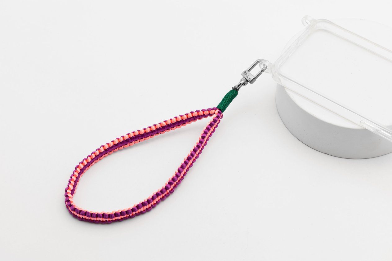Mini Makrome Charm Telefon Aksesuarı Anahtarlık Pembe