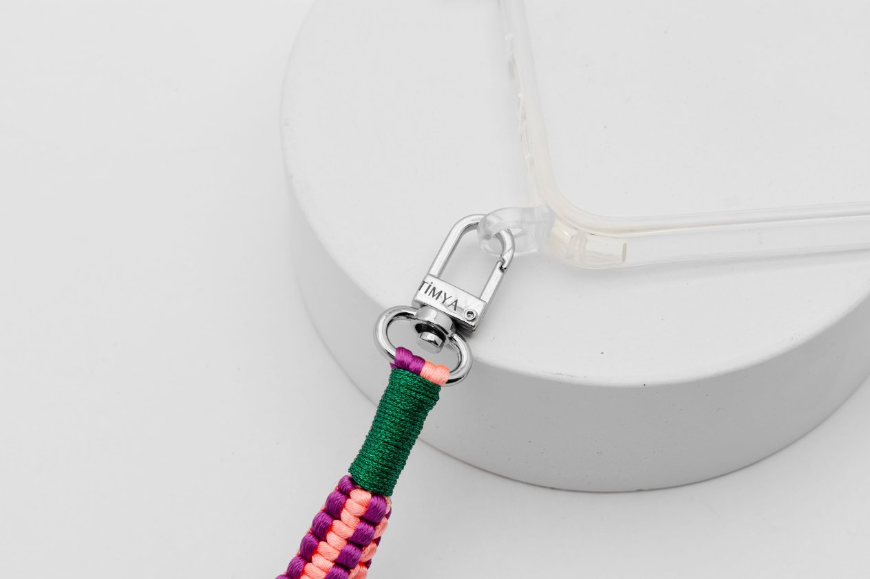 Mini Makrome Charm Telefon Aksesuarı Anahtarlık Pembe