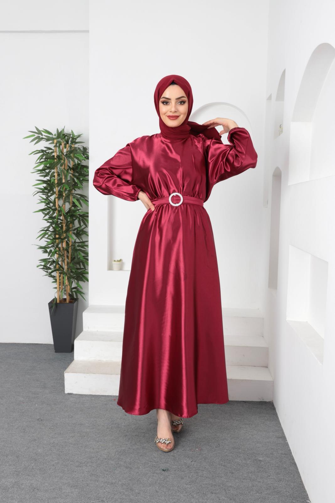 Alya Tesettür Özel Gün Elbise Bordo