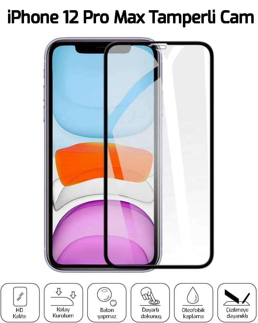 iPhone 12 PRO MAX Kırılmaz Cam Temperli 