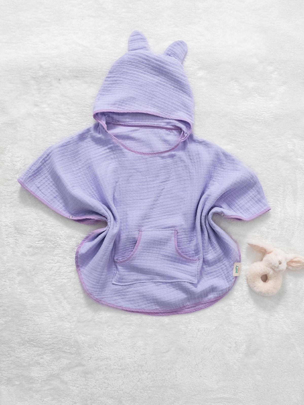 Hafy Baby %100 Organik Pamuklu Lila 4 Katlı Müslin Panço