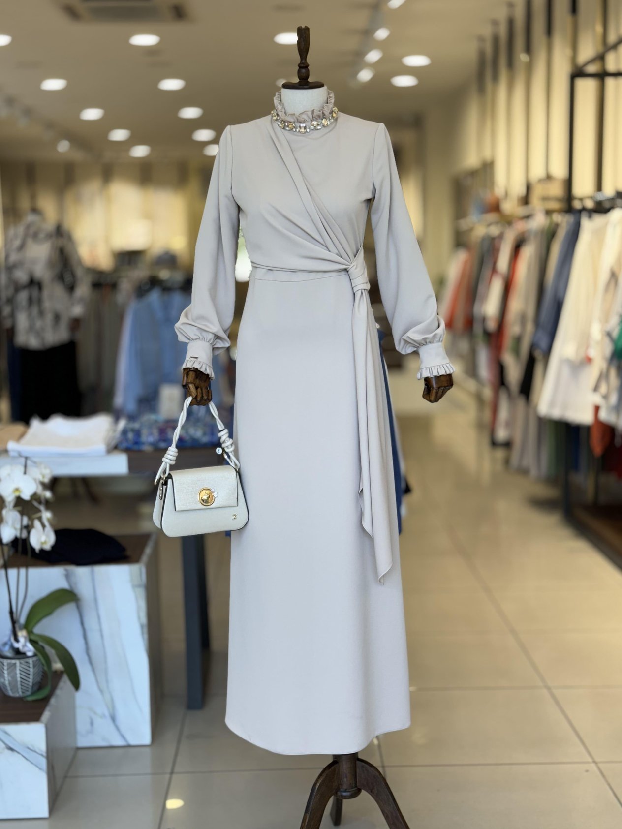 Yaka Detaylı Taş Abiye 0371