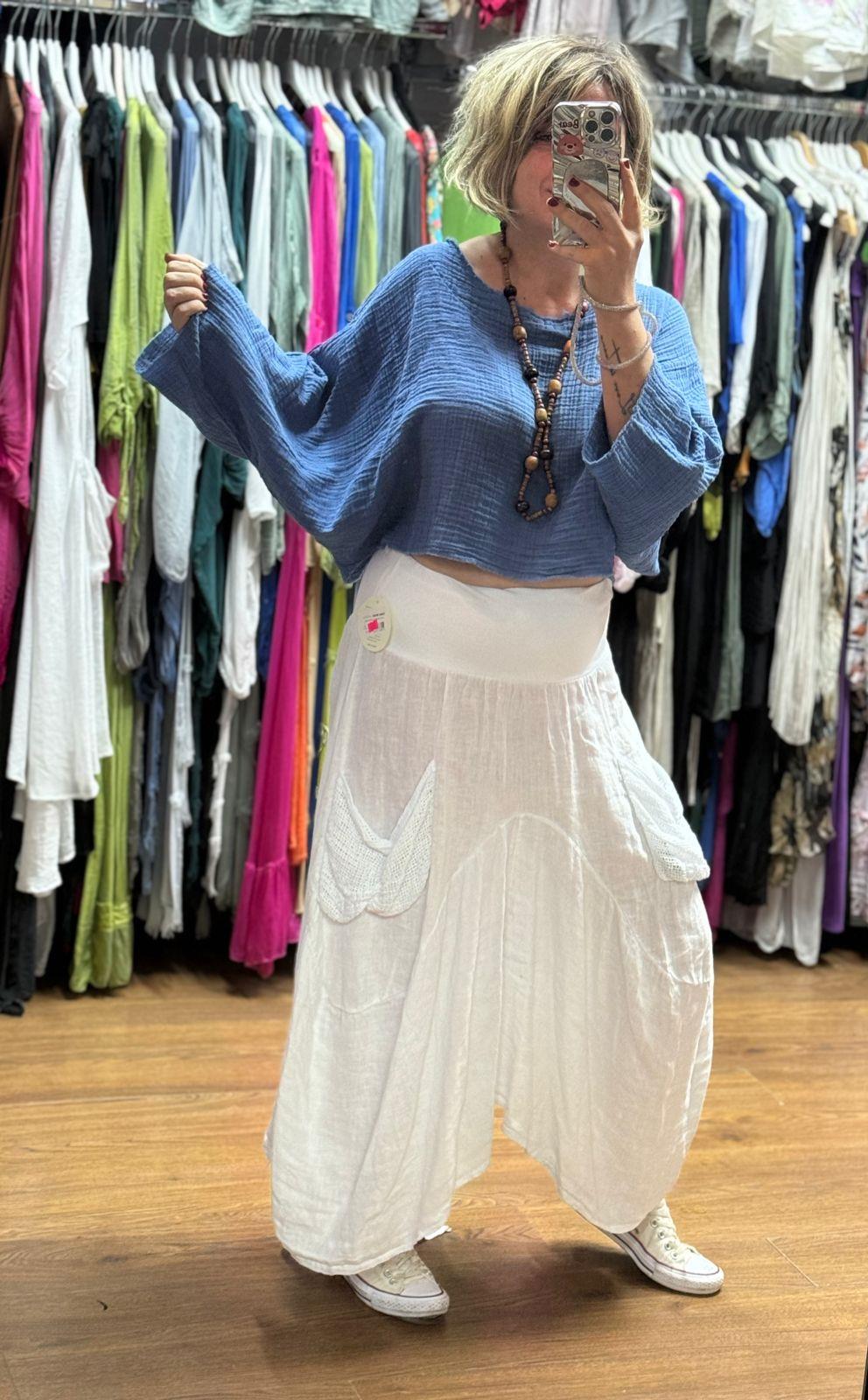 Müslin  Kumaş Crop Bluz