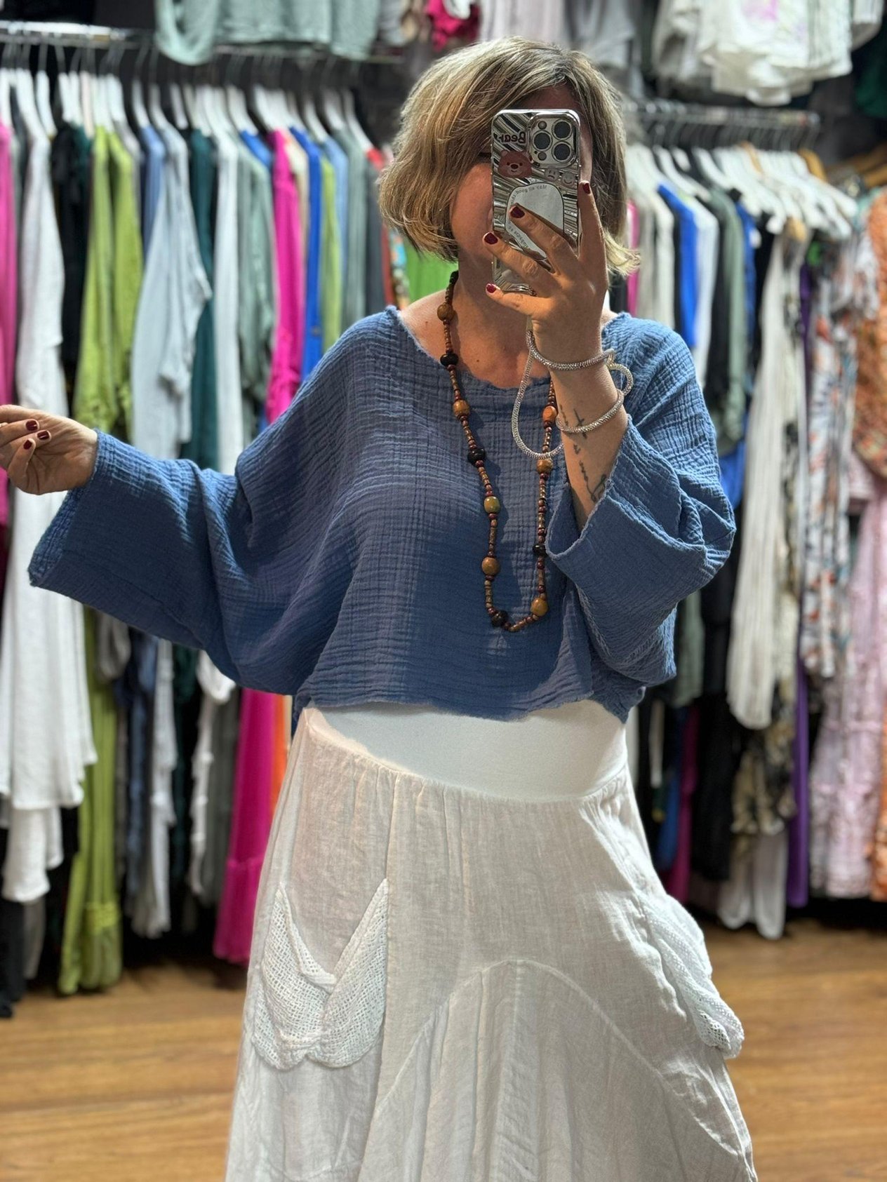 Müslin  Kumaş Crop Bluz
