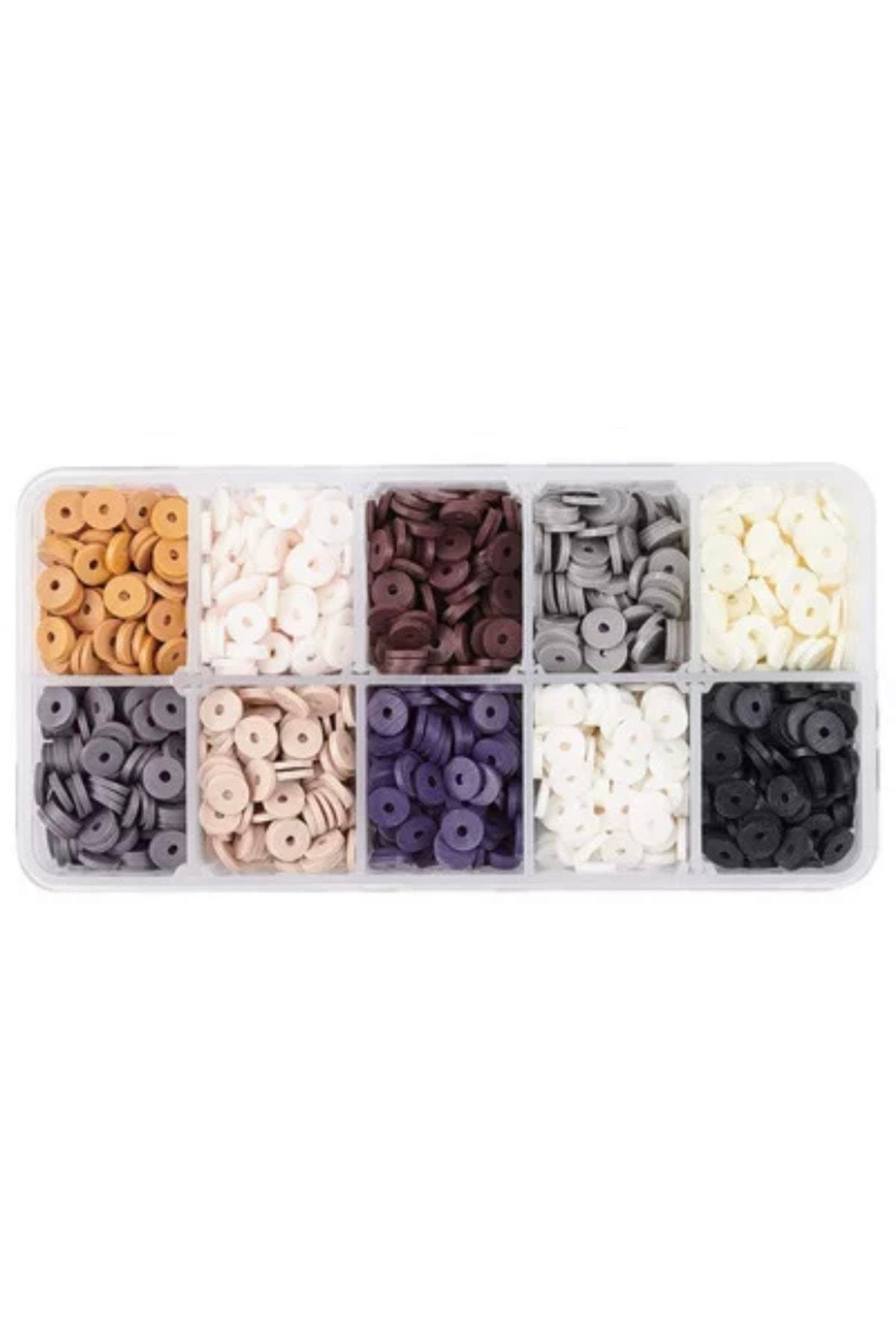 10 Gözlü Kutu Fimo Boncuk Set Kolye Bileklik Telefon Charm Yapma Set Hobi Set