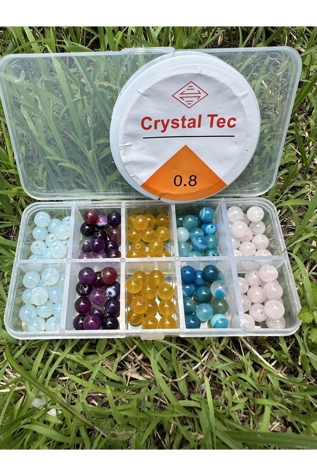 10'lu Mini Kutuda 10 Çeşit Doğal Taş Kutulu Set Bileklik Kolye Küpe Kolye Ucu Yapımı