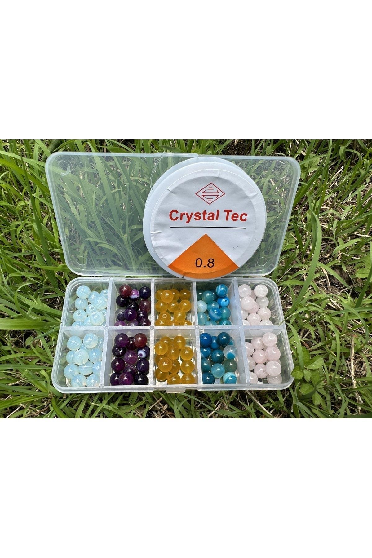 10'lu Mini Kutuda 10 Çeşit Doğal Taş Kutulu Set Bileklik Kolye Küpe Kolye Ucu Yapımı