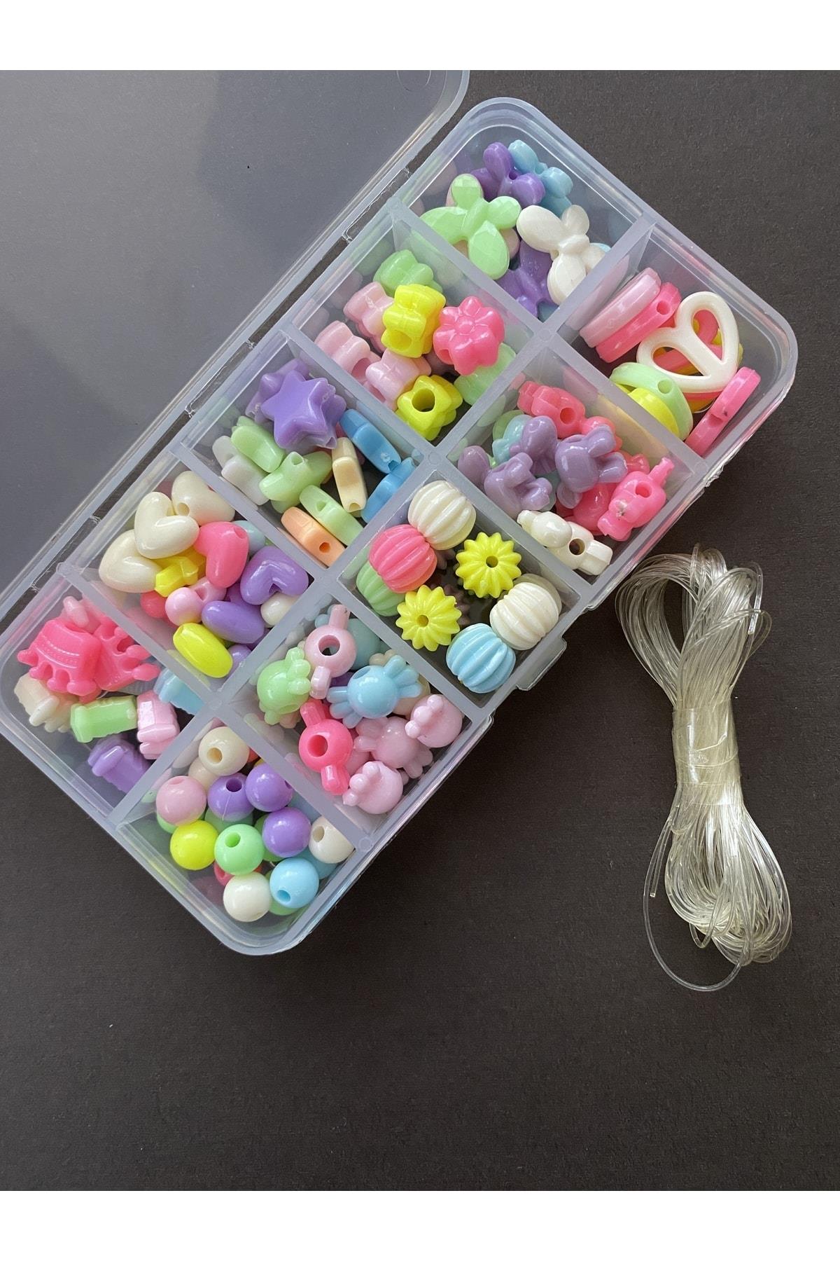 10lu Organizer Kutuda Misinalı Plastik Boncuk Takı Yapım Hobi Seti
