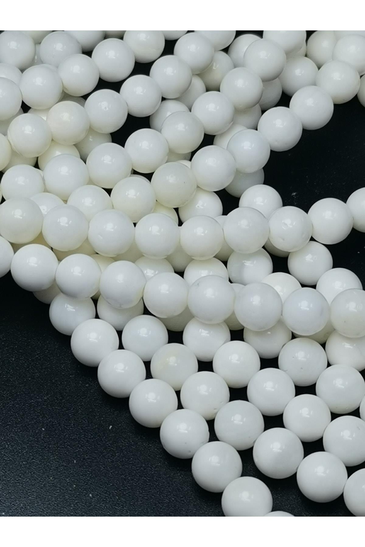 Kar Beyaz Kuvars Doğal Taş Dizisi 8mm Doğaltaş Takı Yapımı