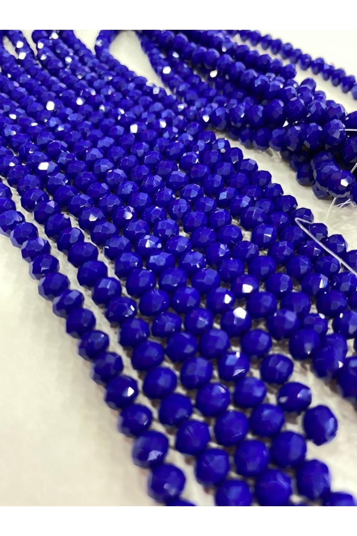 Kristal Boncuk Dizisi 6 Mm Lazicvert Renk ,takı Yapım Malzemesi