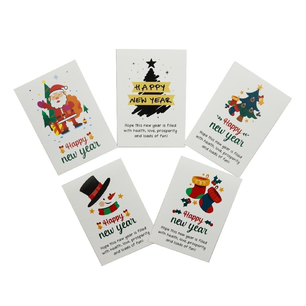 10x14 CM Yılbaşı Temalı Tebrik Kartı (5li Set)