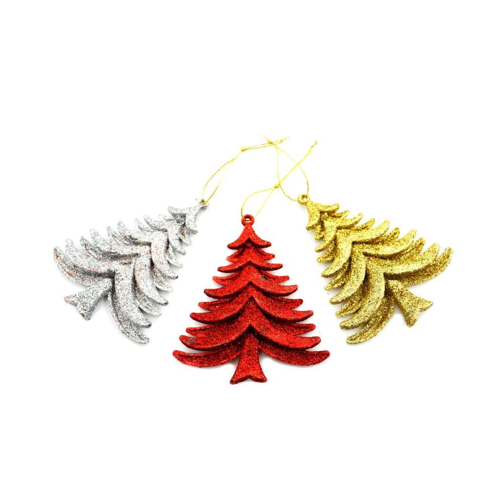 Yılbaşı Temalı Simli Ağaç Süsü (3'lü Set) 