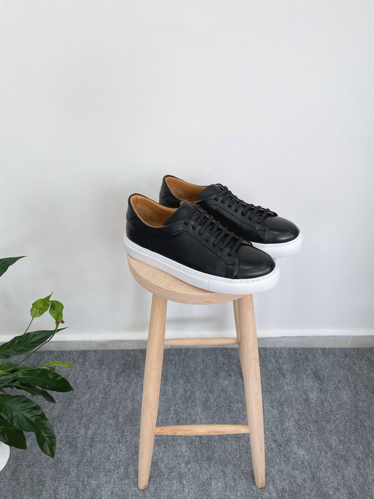 Erkek Deri Sneaker Ayakkabı Siyah