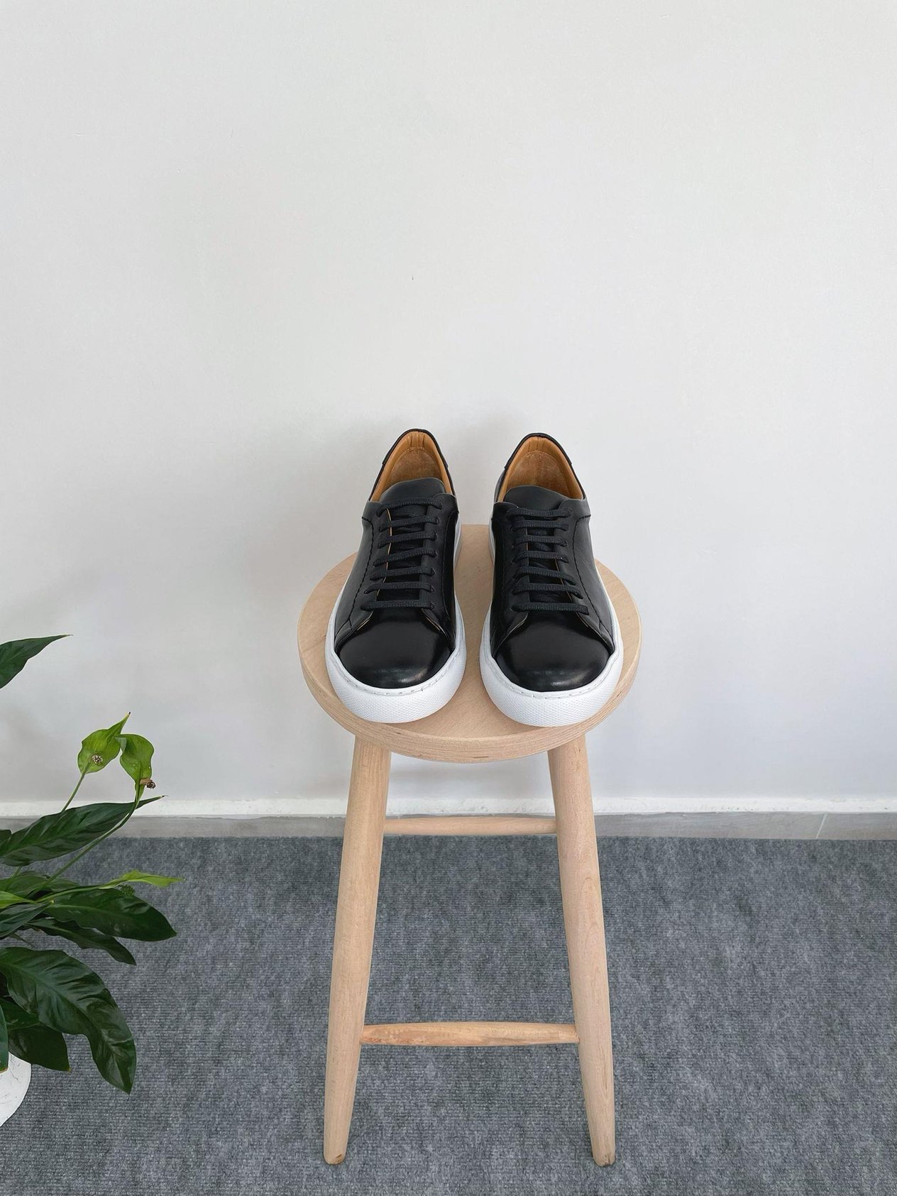Erkek Deri Sneaker Ayakkabı Siyah