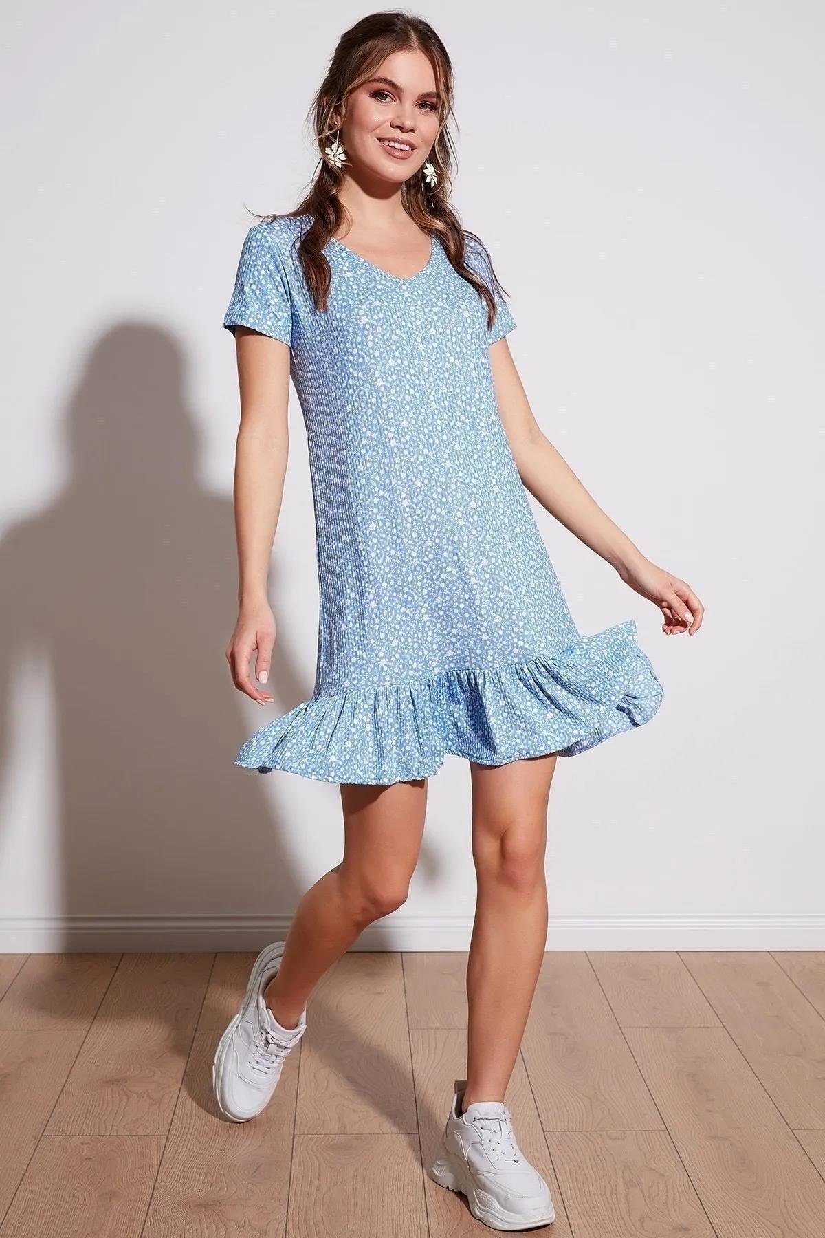Altı Volanlı Mini ElbiseKADIN ELBİSE