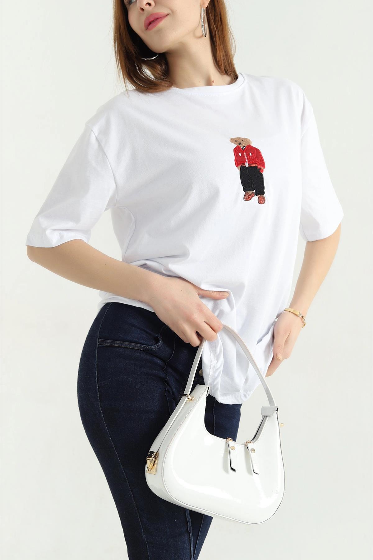 Boydan Ayıcık Baskılı TshirtKADIN T-SHİRT