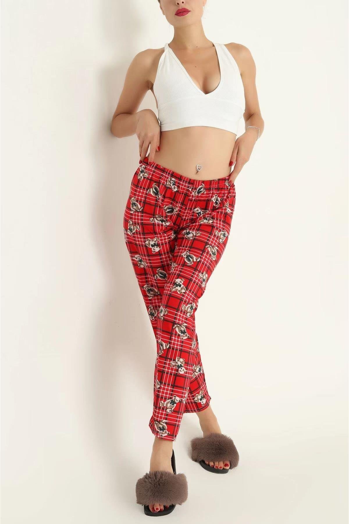 Ekose Ayıcıklı Pijama AltıKADIN PİJAMA ALTI