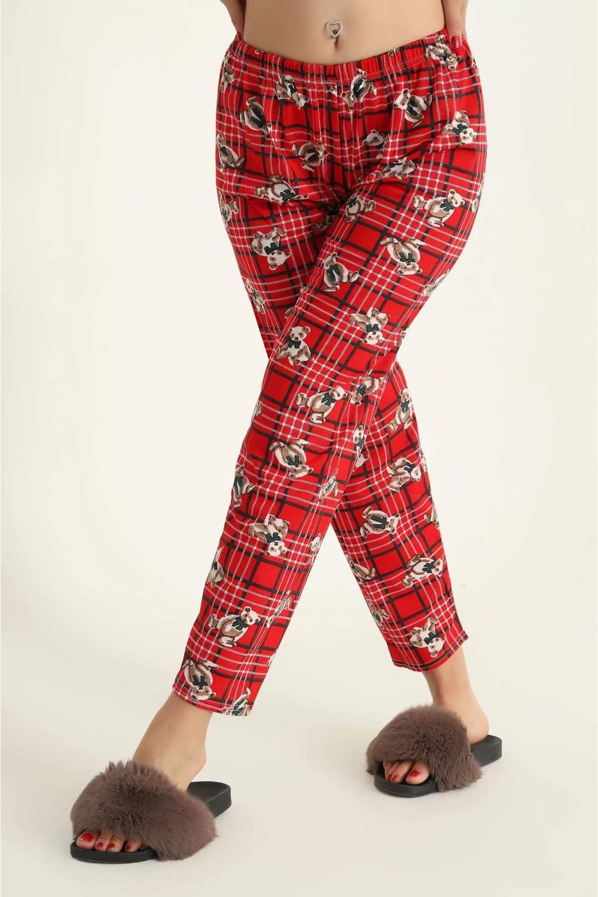 Ekose Ayıcıklı Pijama AltıKADIN PİJAMA ALTI