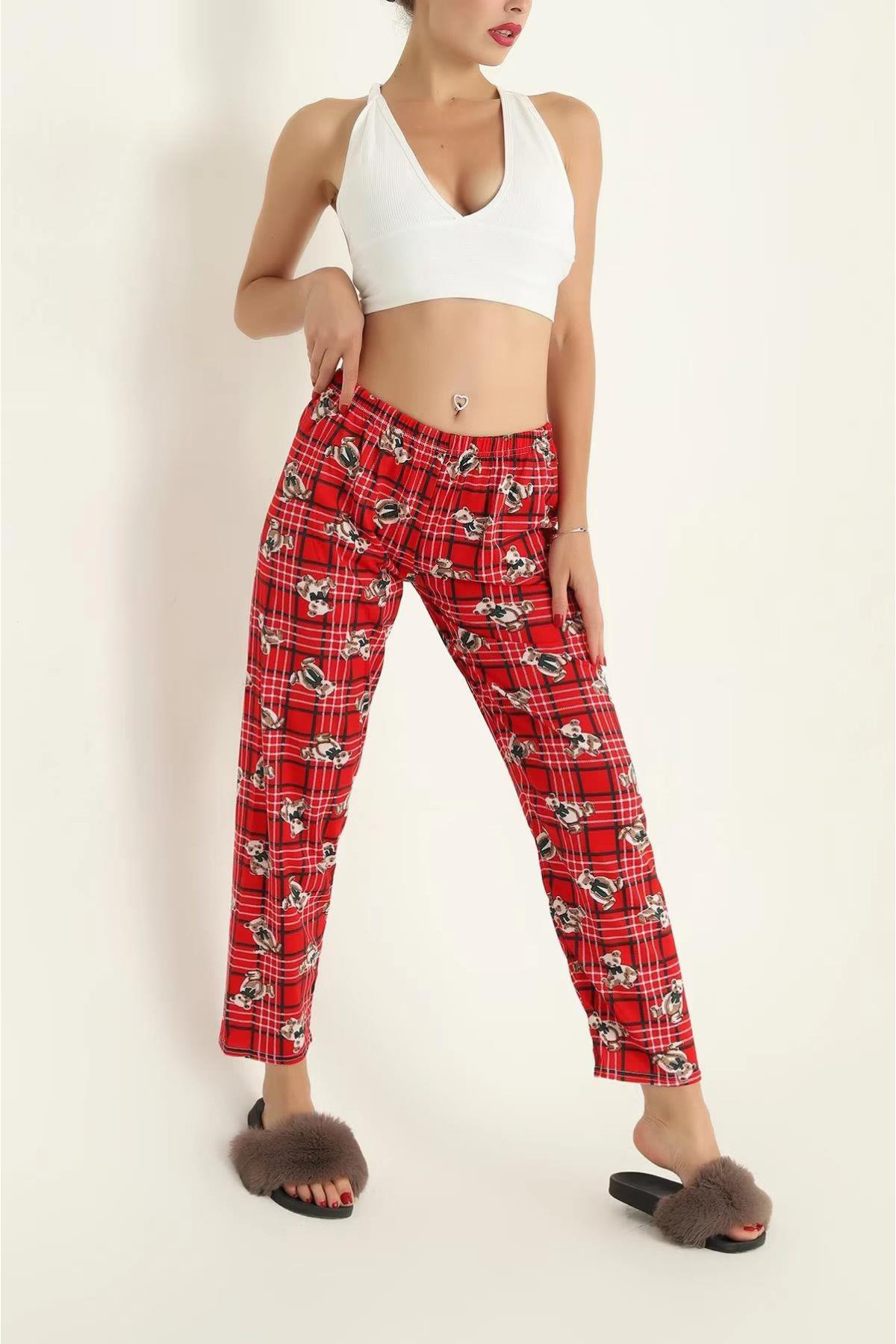Ekose Ayıcıklı Pijama AltıKADIN PİJAMA ALTI