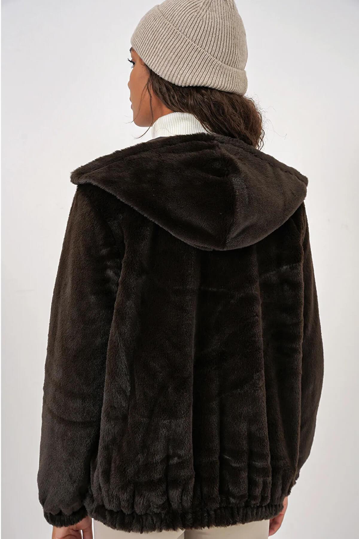 Fermuarlı Peluş MontKADIN MONT