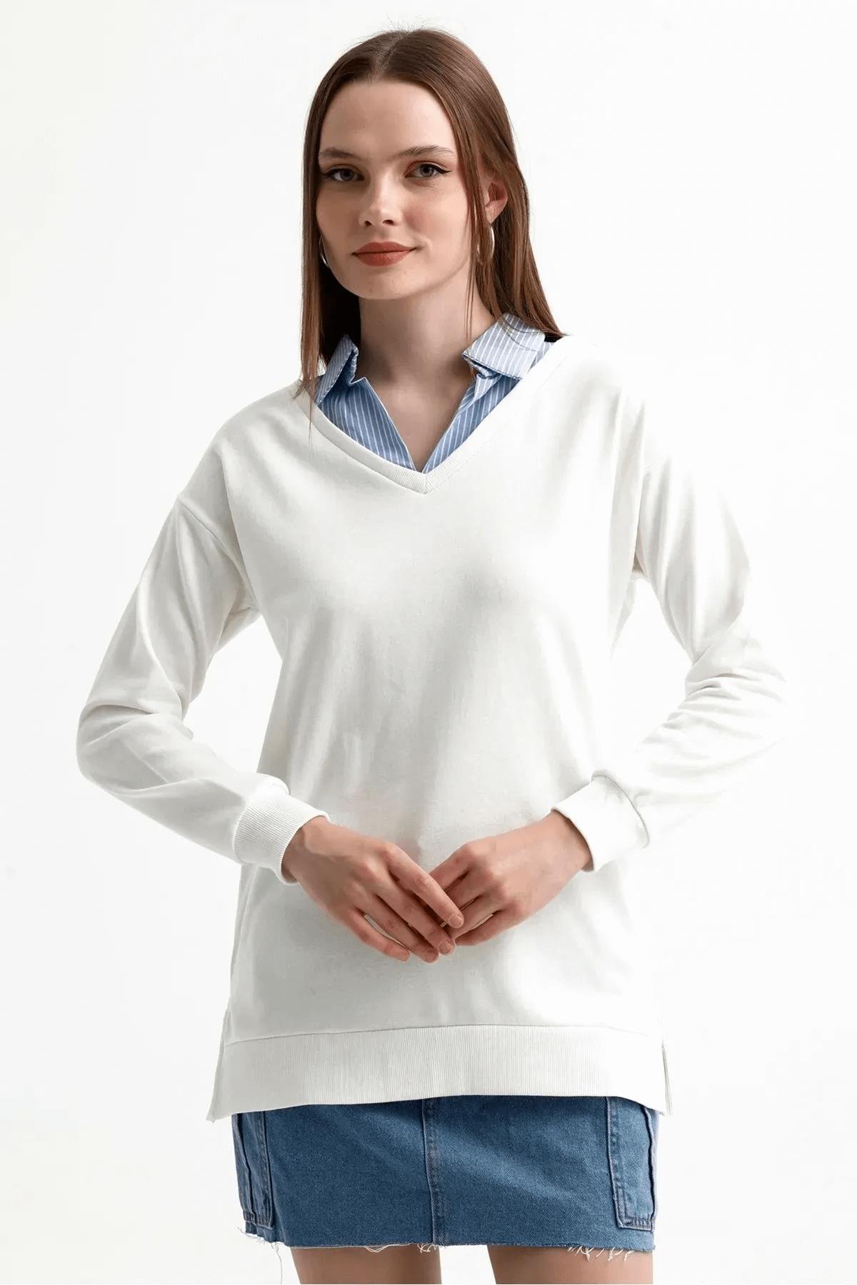 Gömlek Yaka 2 İp SweatKADIN SWEATSHİRT