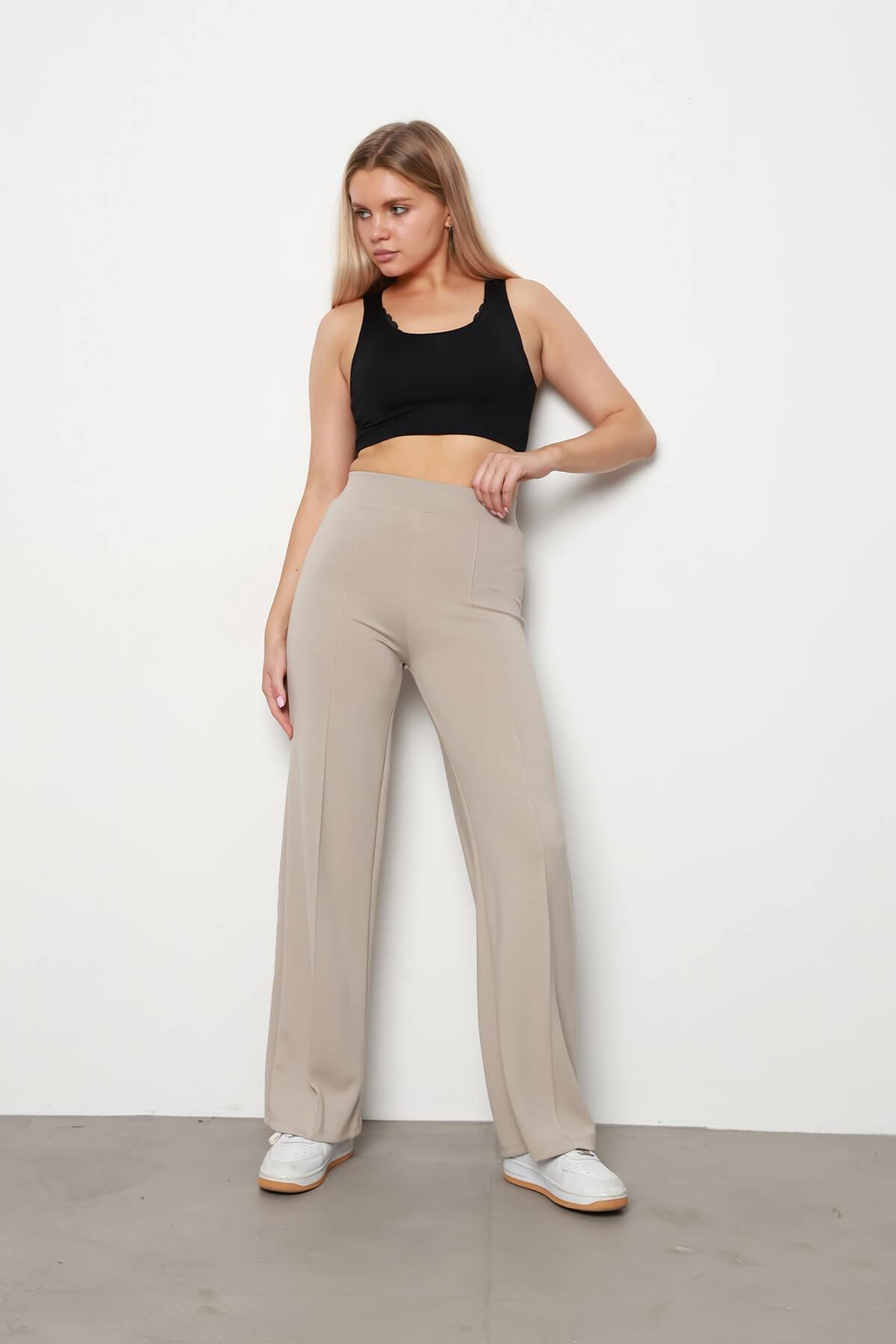 Modal Çimalı Bol Paça PantolonKADIN PANTOLON