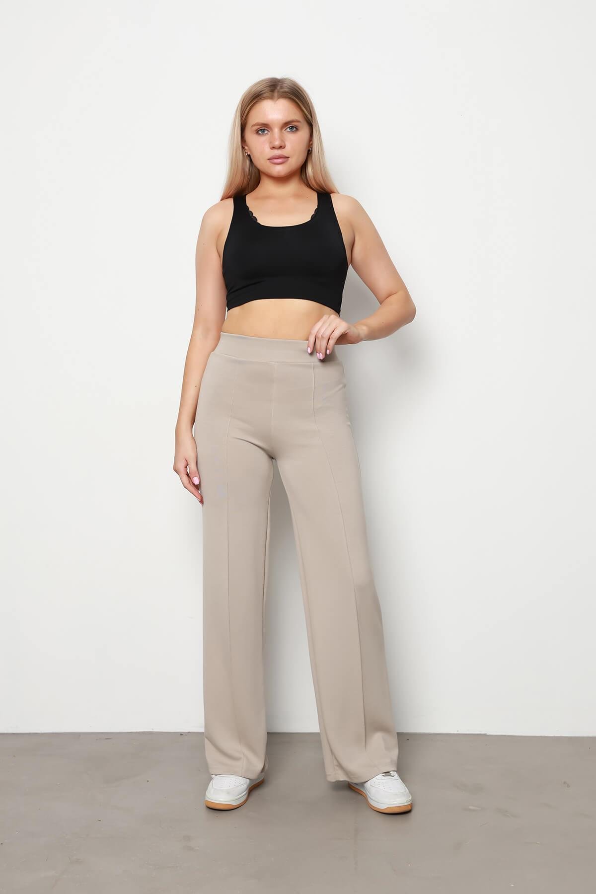 Modal Çimalı Bol Paça PantolonKADIN PANTOLON