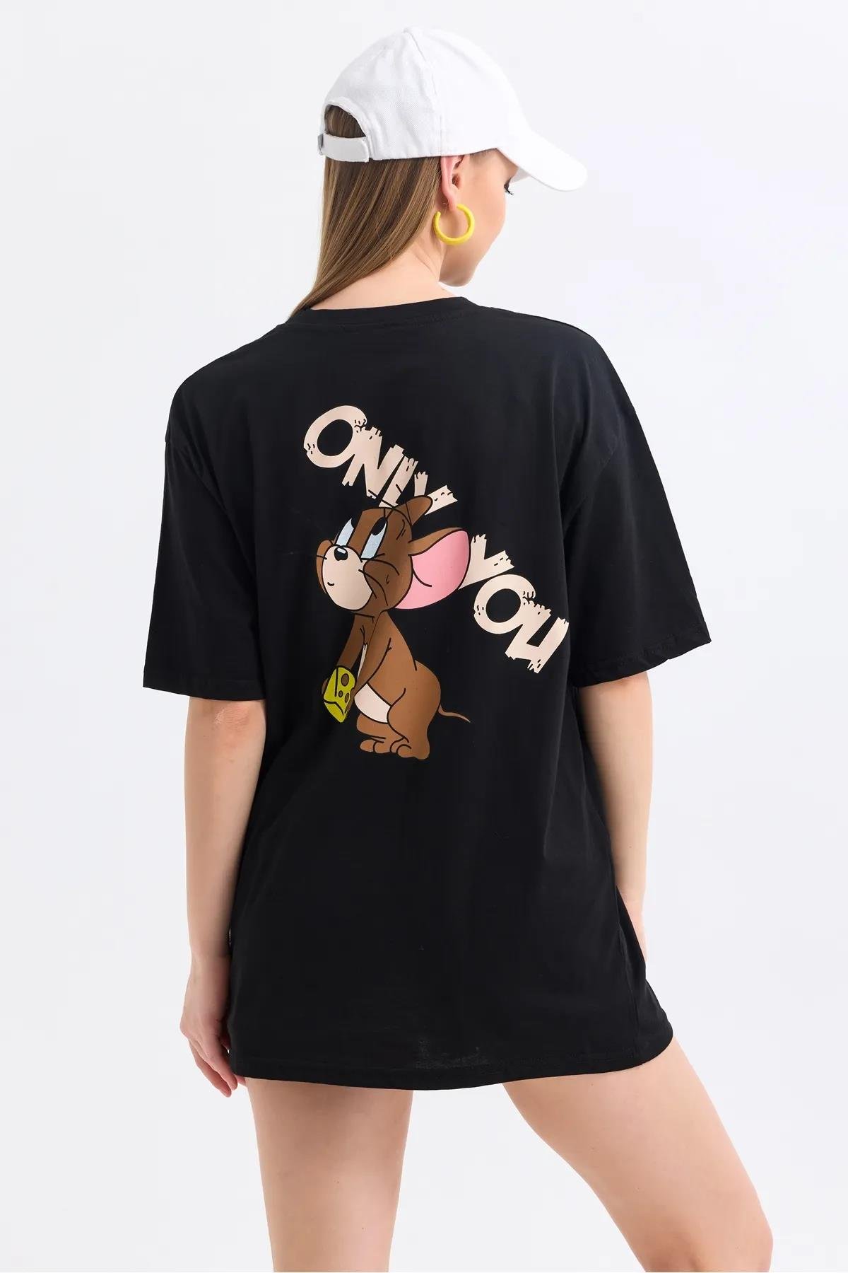 Önü ve Arkası Jerry Baskılı TshirtKADIN T-SHİRT