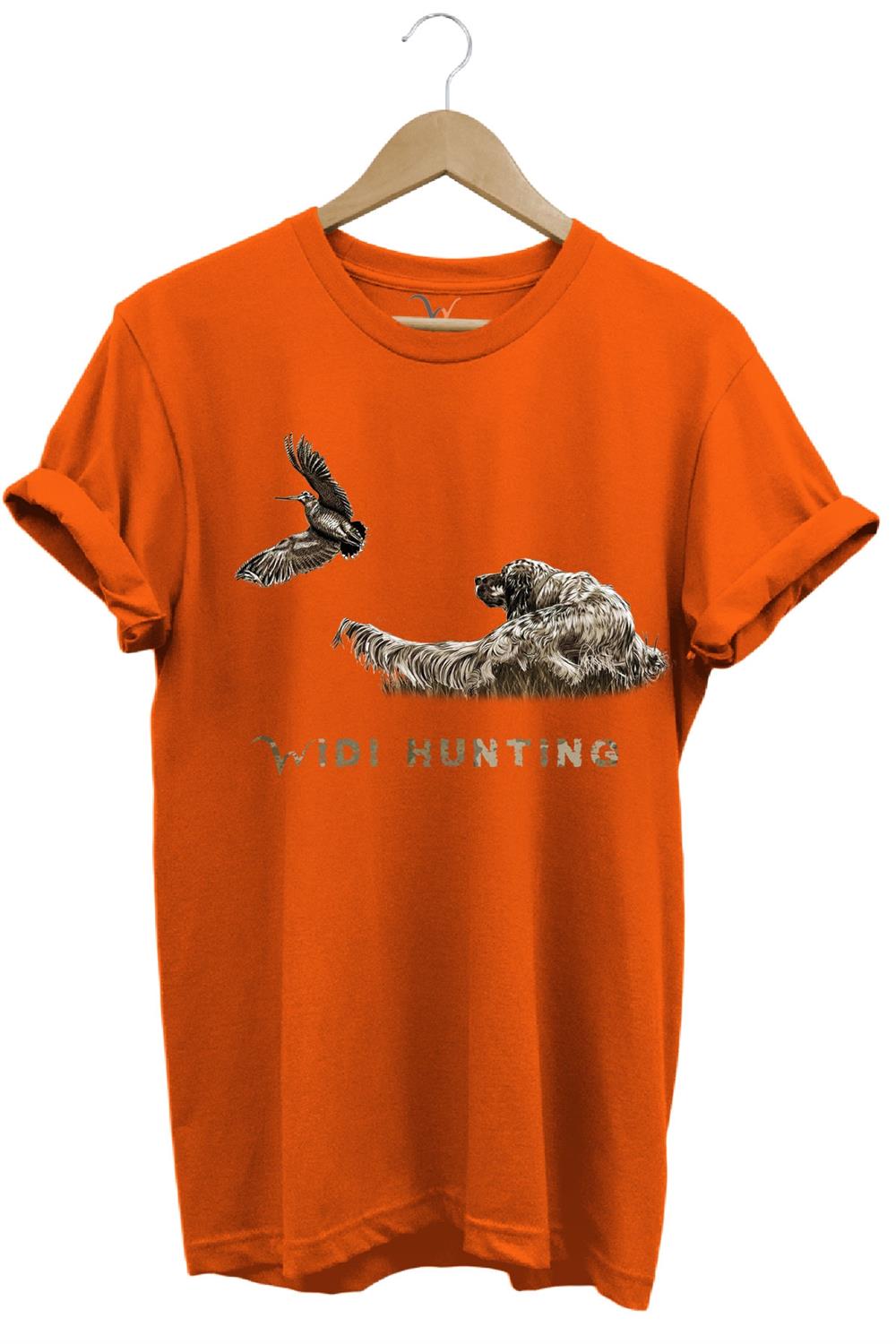Avcılık Widi Hunting Çulluk Fermalı English Setter Tasarım Baskılı %100 Pamuk Regular Fit T-Shirt - Turuncu