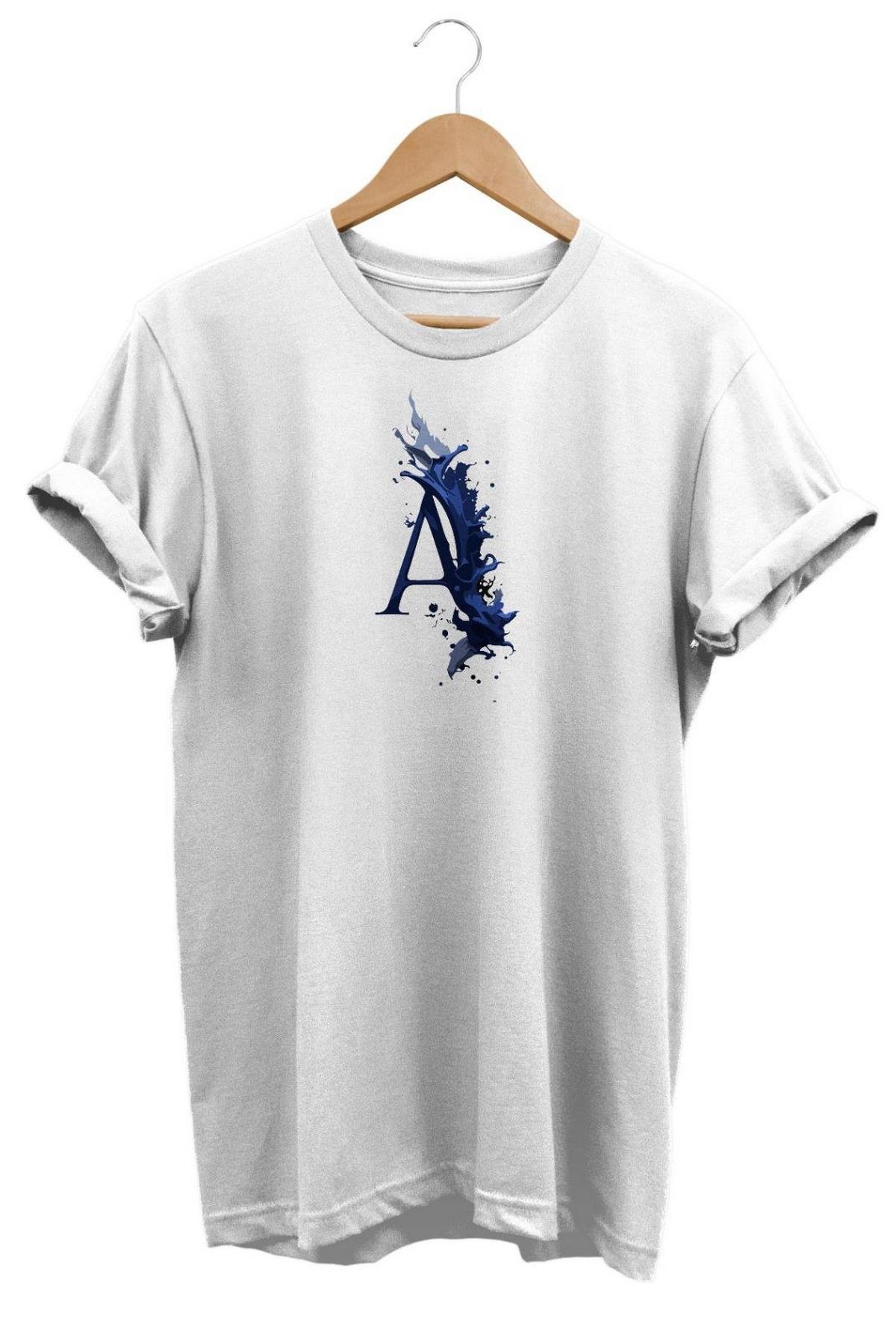 Widi A Harf Baskılı T-Shirt Beyaz