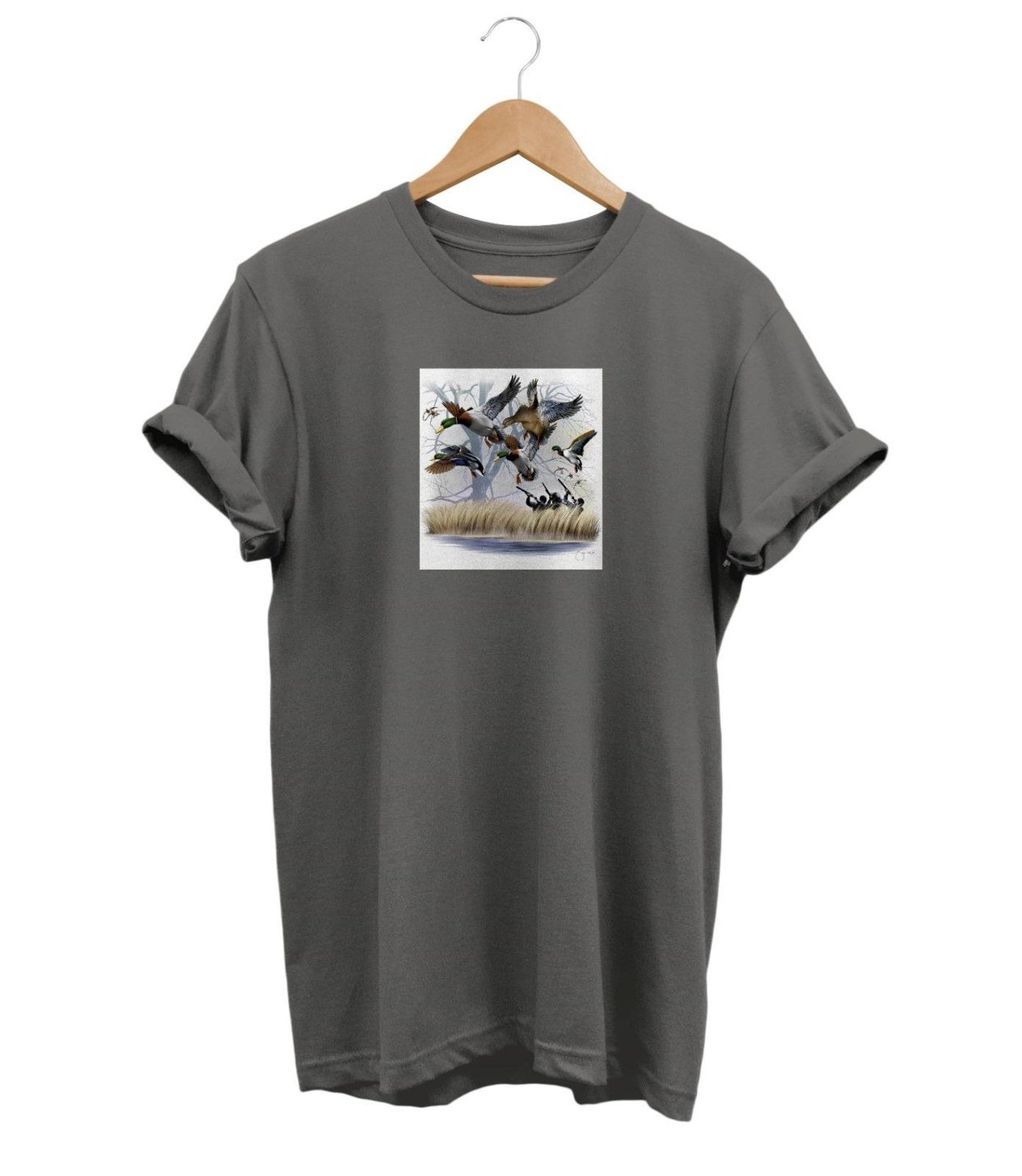 Widi Duck Hunting Baskılı T-Shirt Gri