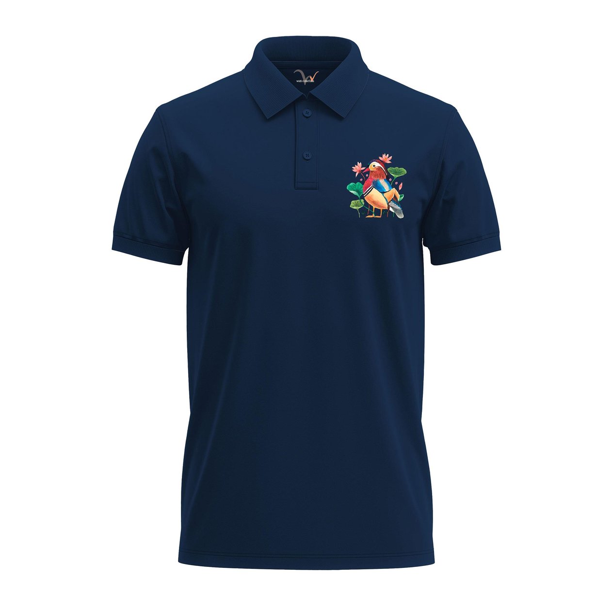 Widi Mardin Ördeği Desenli Polo Yaka T-Shirt Lacivert