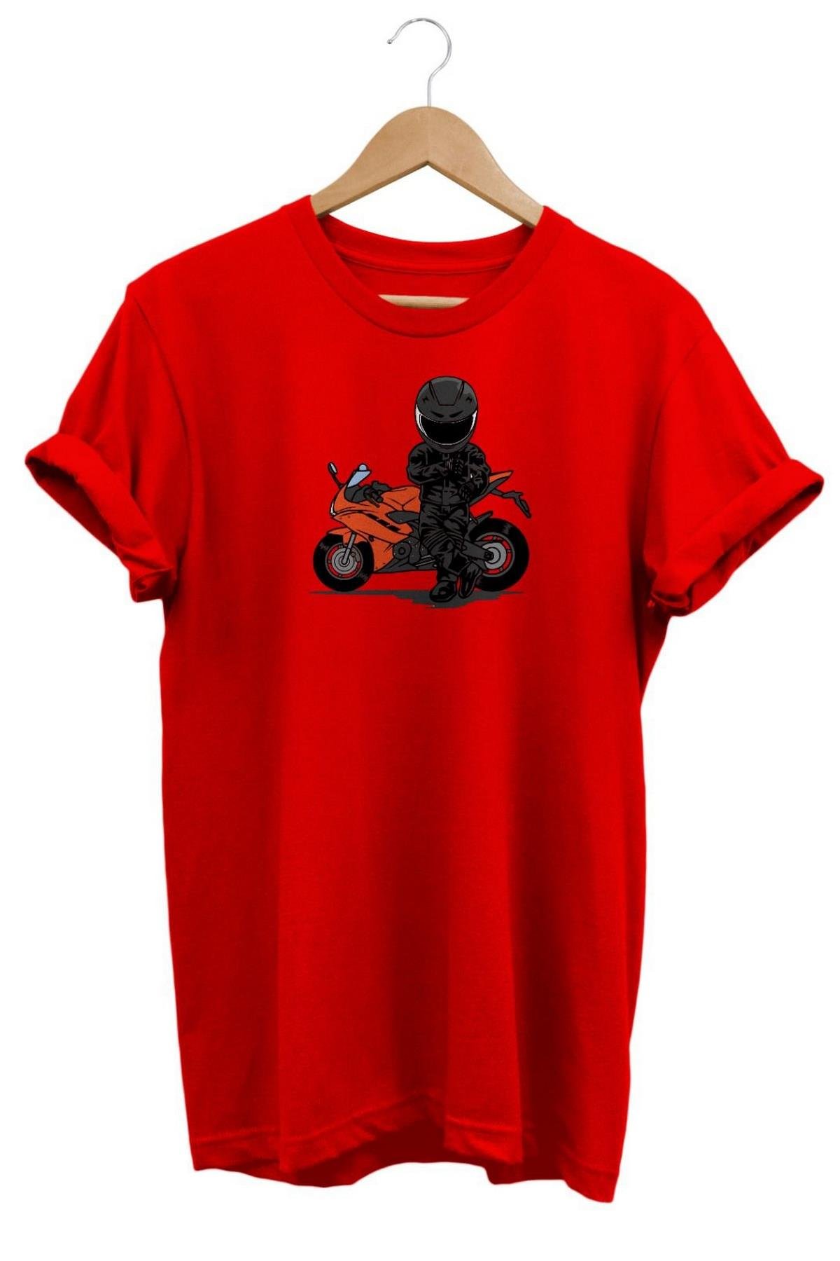 Widi Motor Baskılı T_Shirt Kırmızı