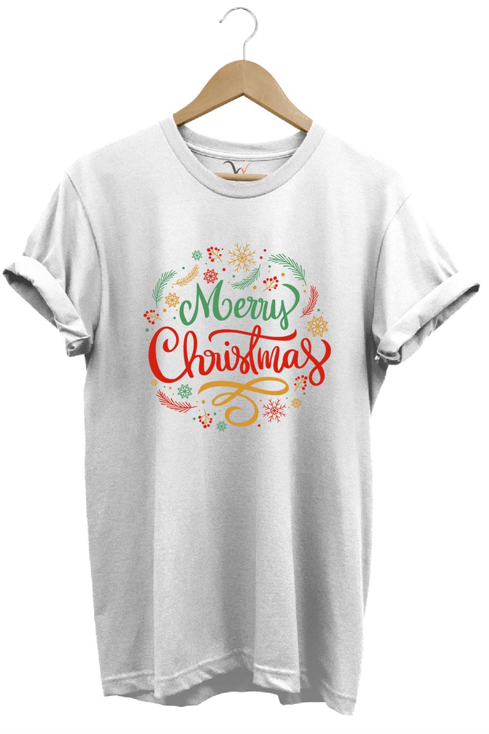 Yılbaşı Christmas Baskılı Noel Yeni Yıl %100 Pamuk Regular Fit Bisiklet Yaka T-Shirt - Beyaz