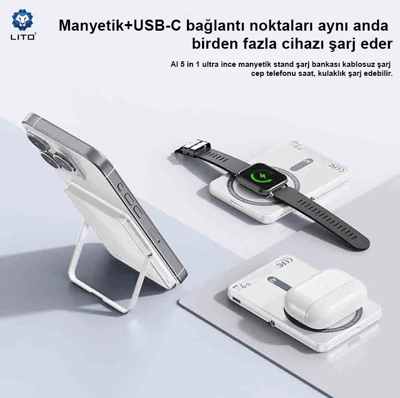LİTO LP03 5000mAh 15W 5in1 MAGSAFE POWERBANK