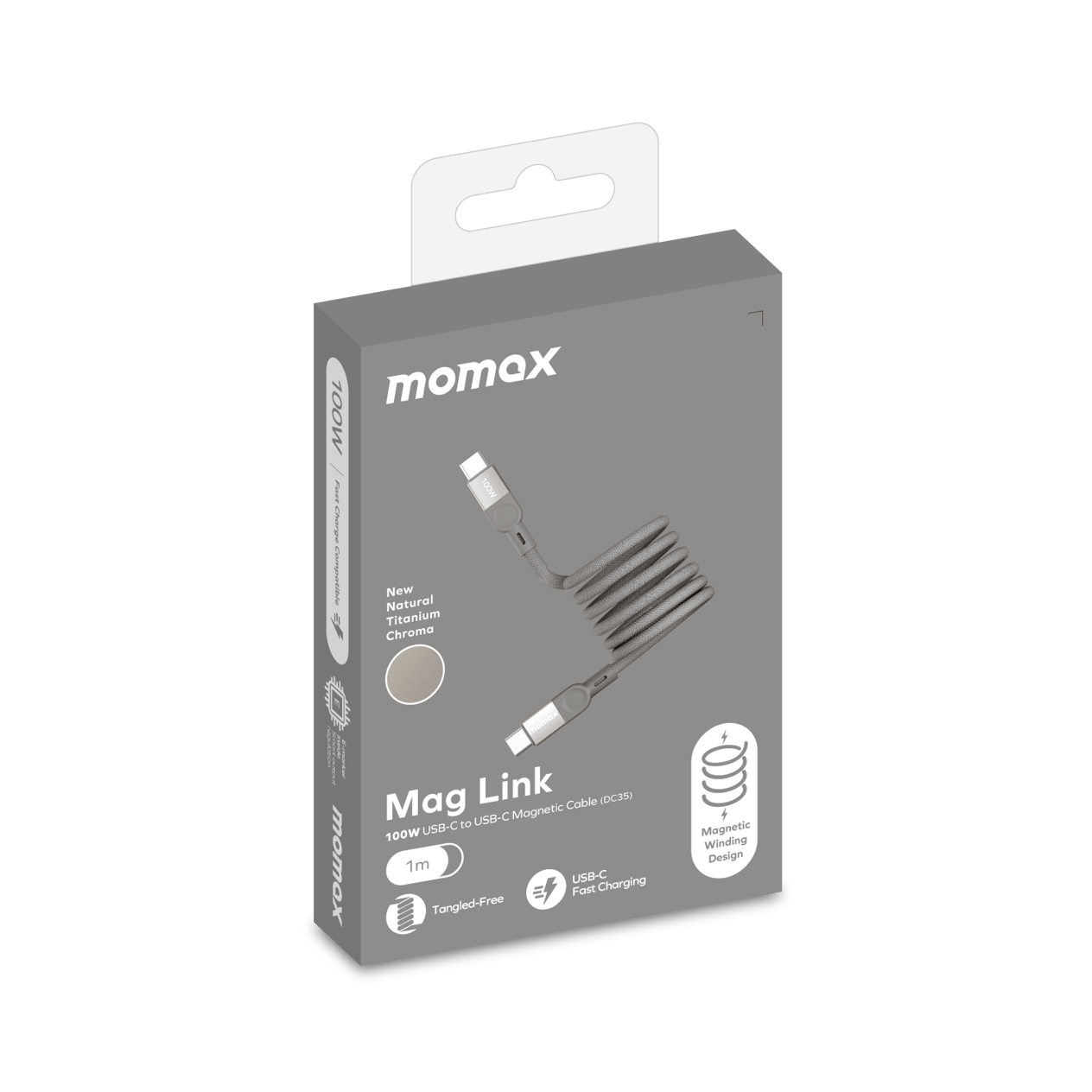 MOMAX MAG.LİNK MANYETİK USB-C - USB-C ŞARJ/DATA KABLOSU 100W 2M