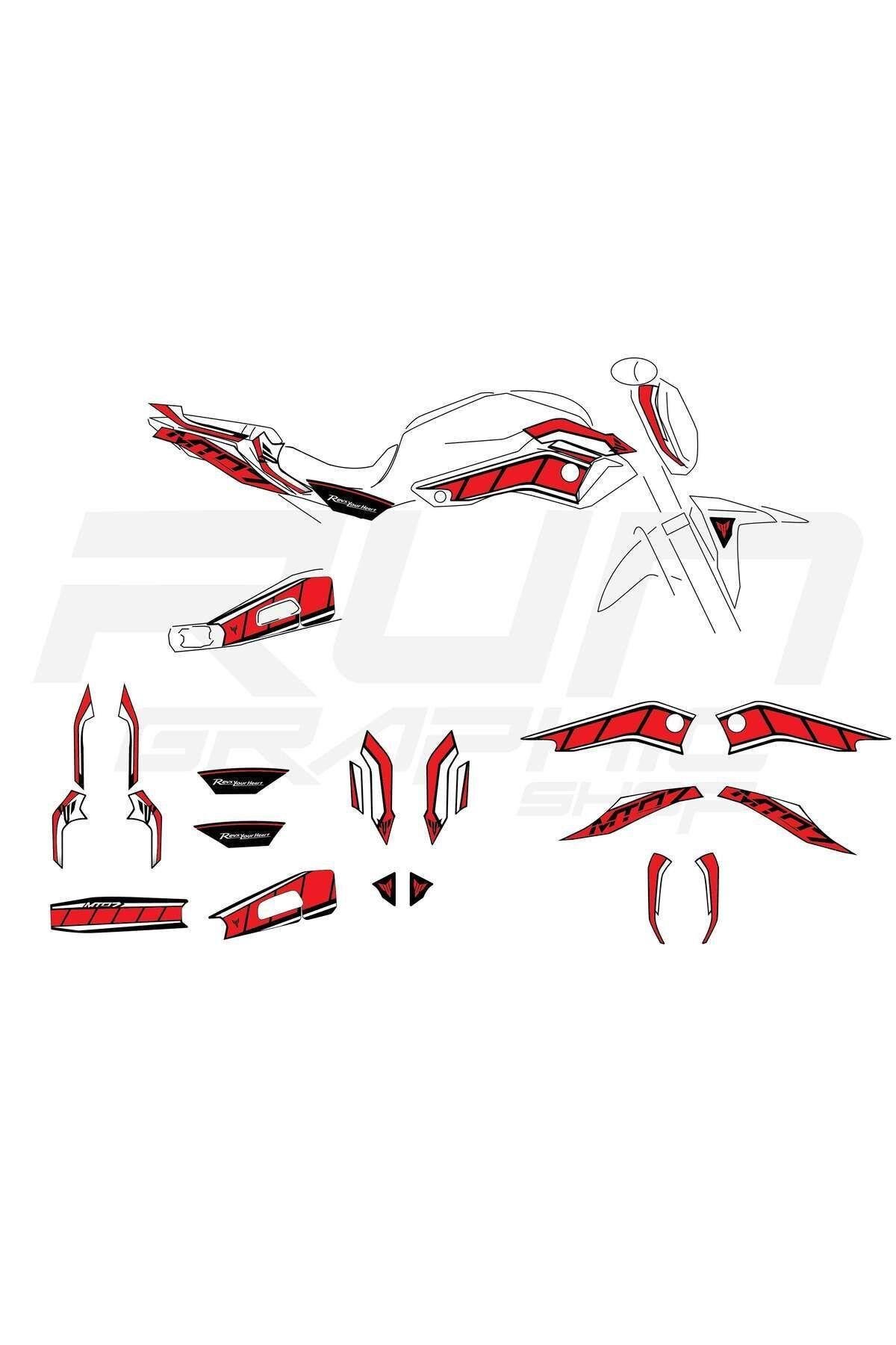 YAMAHA MT 07 KIRMIZI STİCKER SET