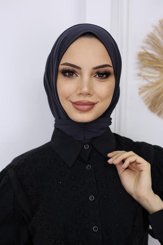 Çıtçıtlı Hijab Bone Antrasit