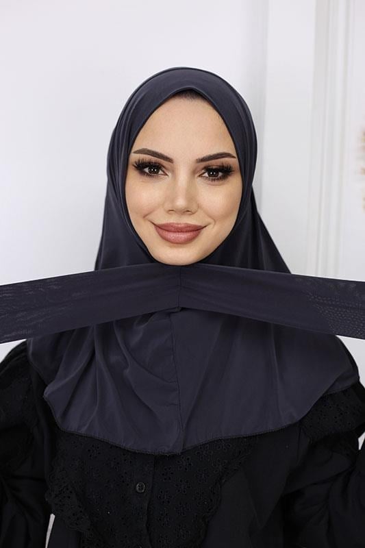 Çıtçıtlı Hijab Bone Antrasit