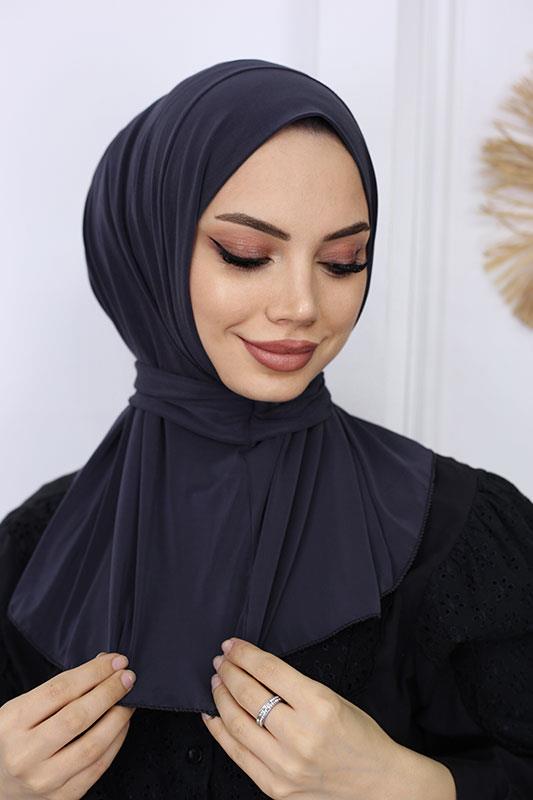Çıtçıtlı Hijab Bone Antrasit