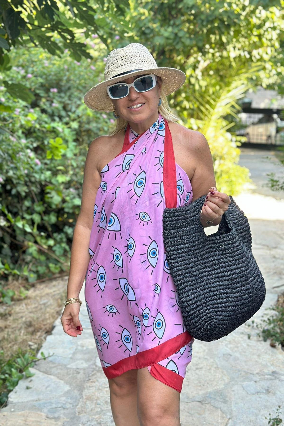 Pembe Göz Baskılı PareoEPR25020605-PEMBE-STD