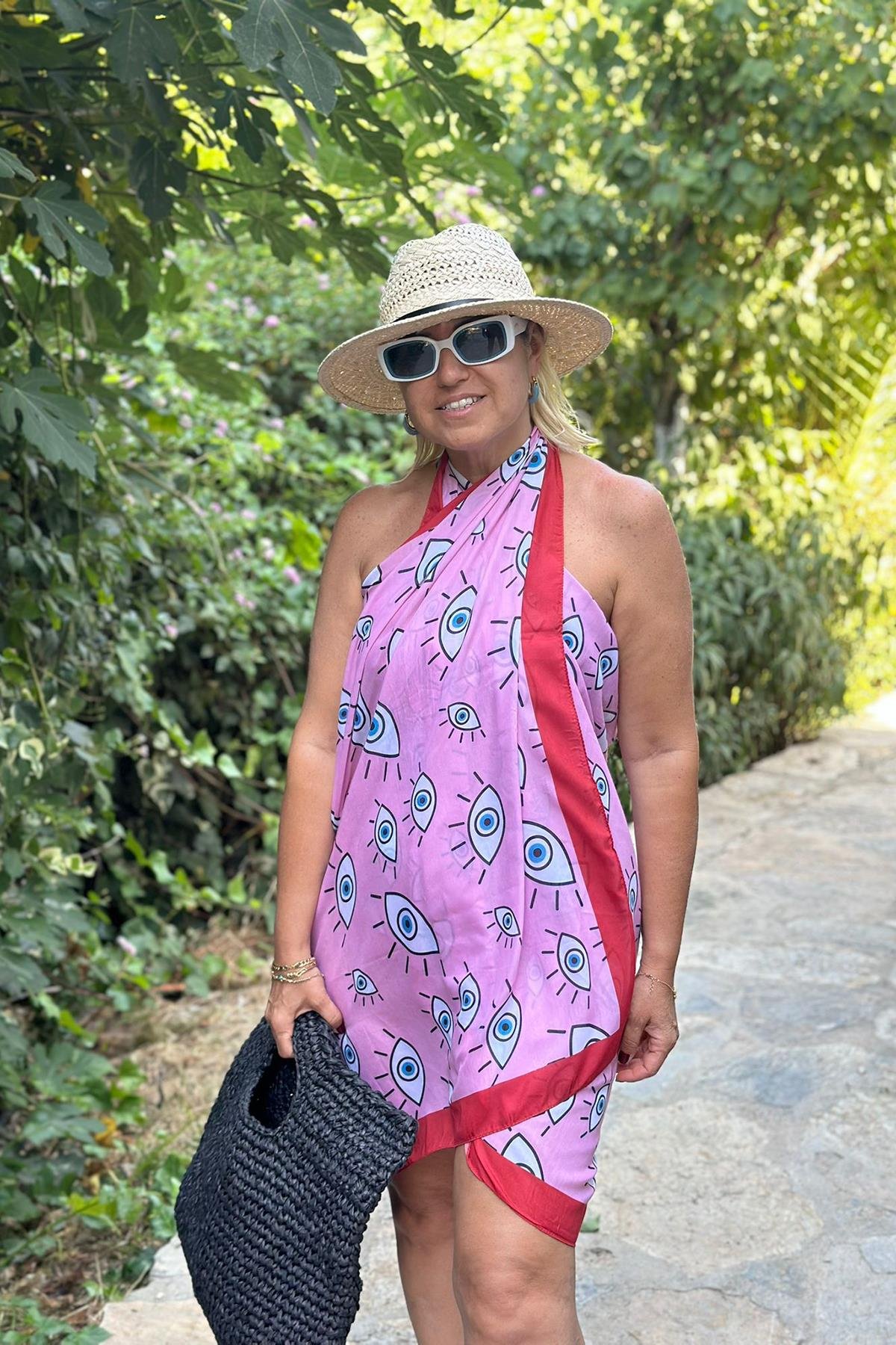 Pembe Göz Baskılı PareoEPR25020605-PEMBE-STD