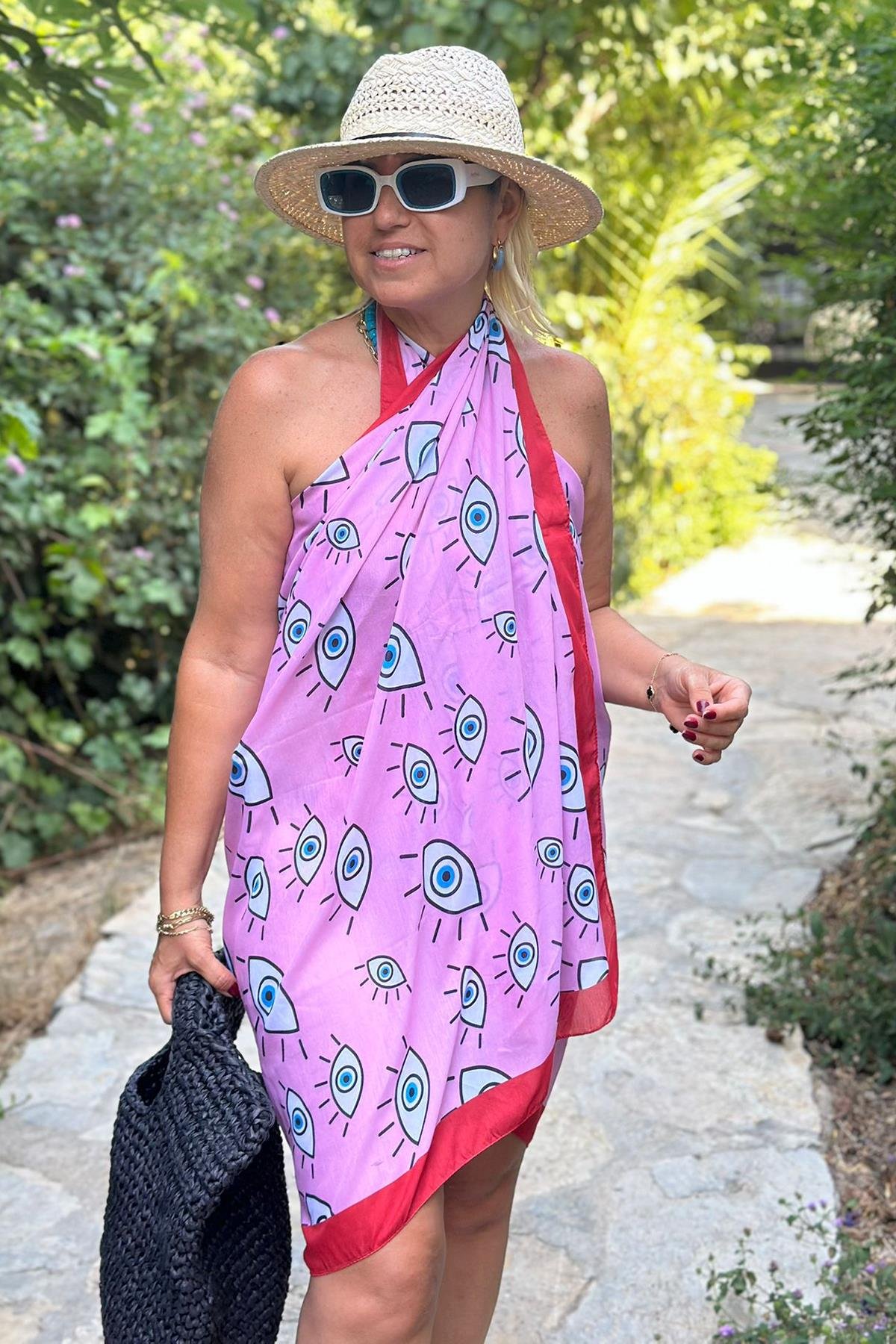 Pembe Göz Baskılı PareoEPR25020605-PEMBE-STD