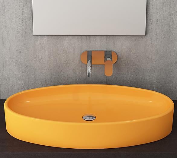 Bocchi Vessel Elips Çanak Lavabo 85 cm  Mandalina Sarısı