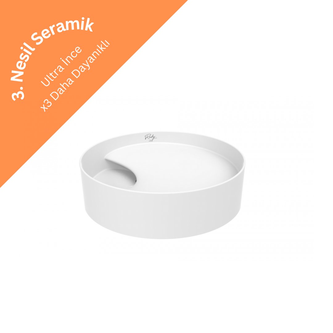 Creavit RB141 Ruby Tezgah Üzeri Lavabo Ø40 cm İnci Mat Beyaz
