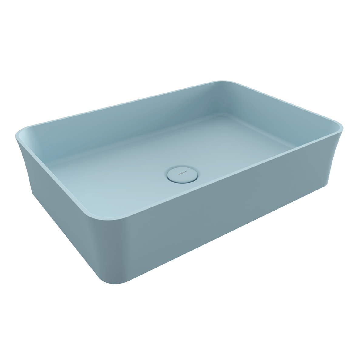 Bocchi Slim Line Dikdörtgen İnce Kenar Lavabo 55x38 cm Mat Buz Mavisi