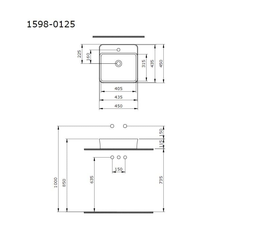 Bocchi Sottile Slim Line Kare Lavabo 45x45 cm Mat Mint Yeşil